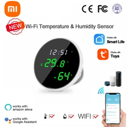 Xiaomi-Capteur de température et d'humidité WiFi Tuya, prise en charge d'Alexa Google Assistant, hygromètre intérieur intelligent, écran LCD Therye.com