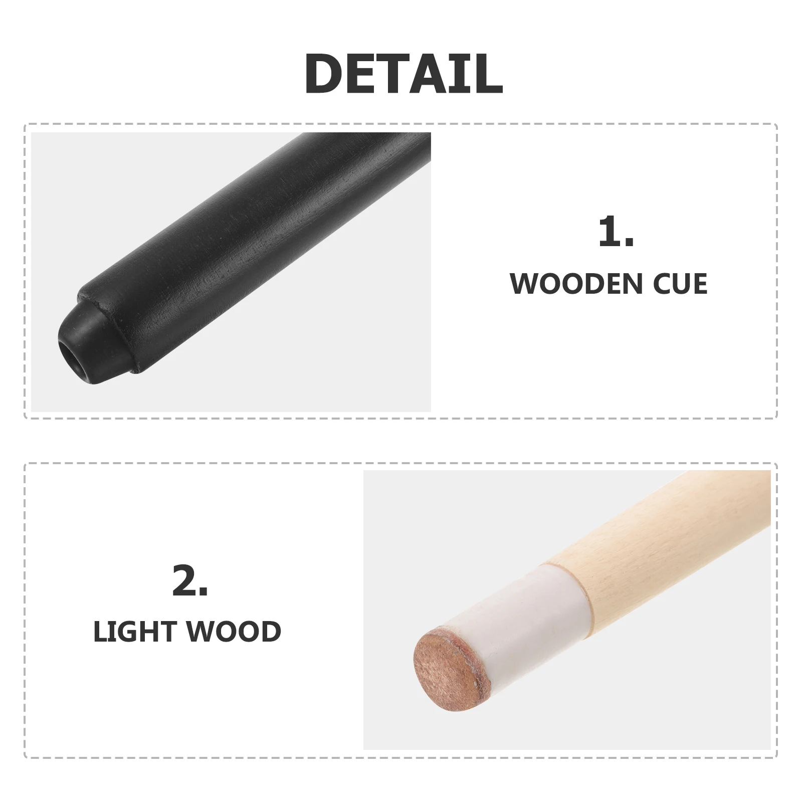 

2pcs Wood Stick Mini Short Billiard Cue Rod Lightweight Smooth For Teenagers Easy Transport Comfortable Grip Long-Lasting