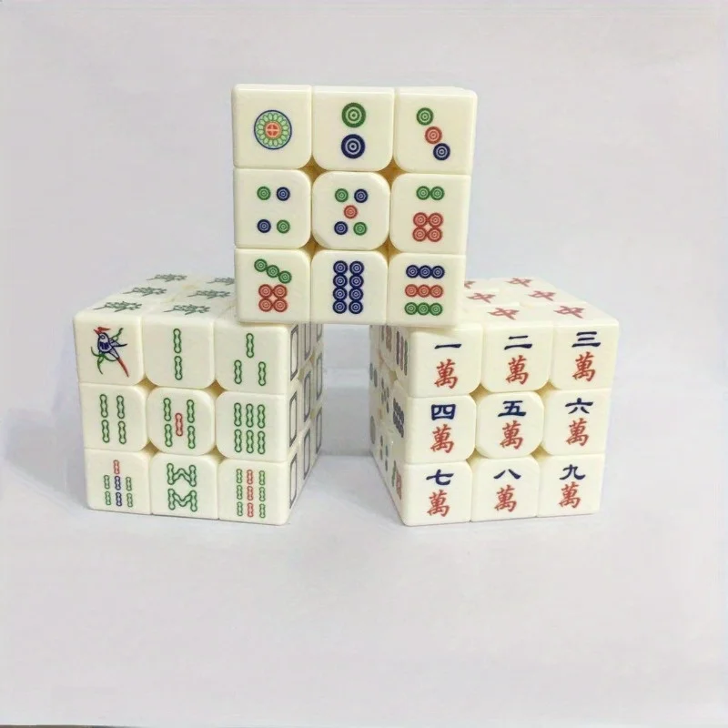 

Маджонг Magic Puzzle Cube Speed Cube 3X3, трехмерный трехзаказный куб, 3D рельефная игрушка для декомпрессии маджонга для отдыха