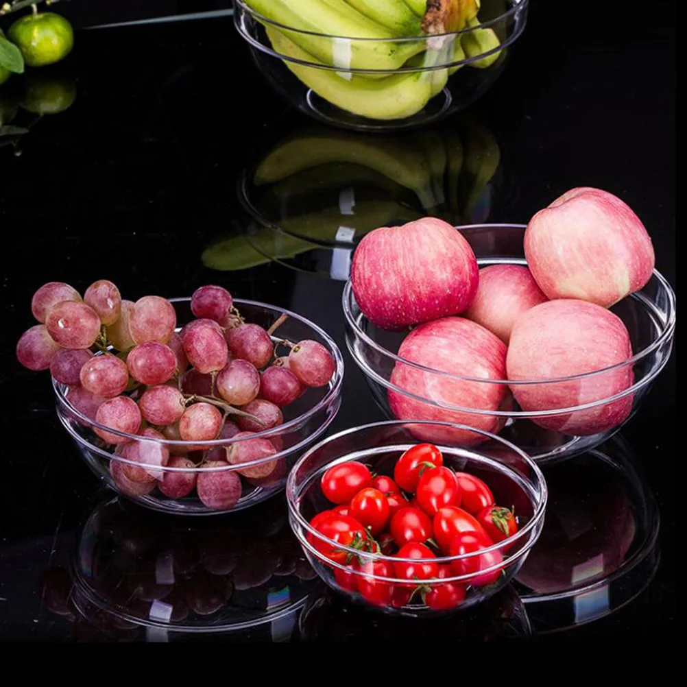 

1 Pc Salad Bowl Acrylic Thicken Transparent Round Bowl for Serving Fruit Vegetable Snack (23 x 10 cm)