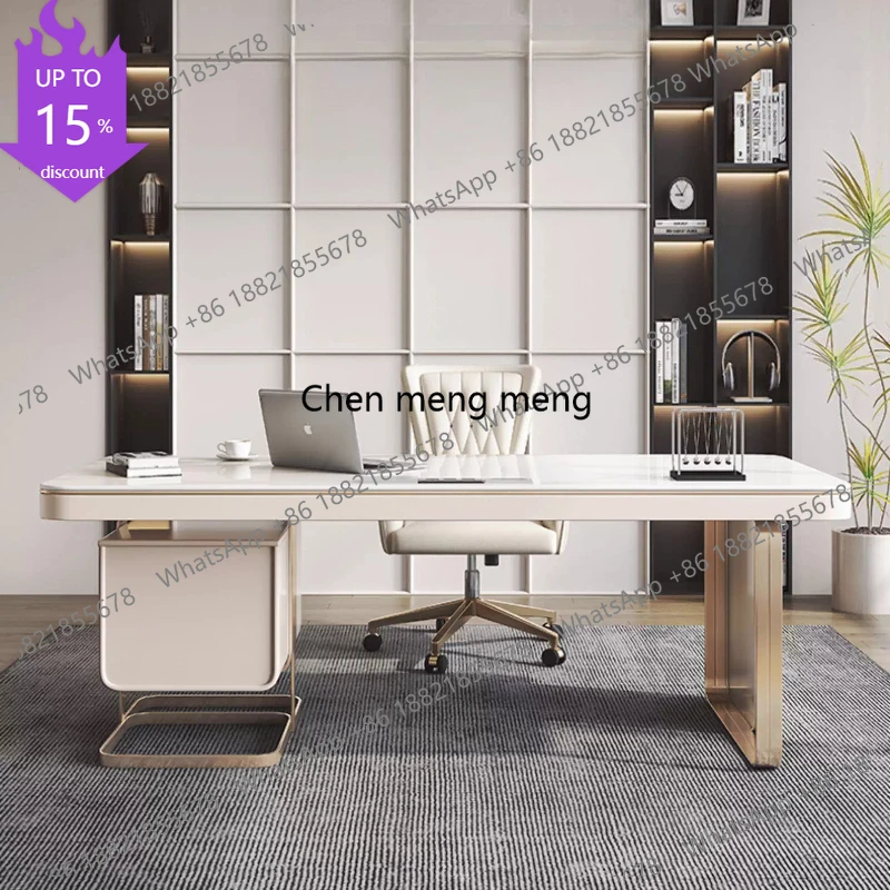 

Компьютерный стол G153 в стиле лёгкой роскоши, современный минималистичный дизайн, высококачественная столешница из каменной плиты, для офиса, комнаты, рабочих мест.