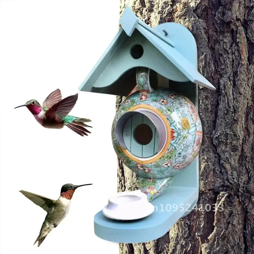 

Hummingbird Houses Bird Birds Decoration Teapot Birdhouse For Outside Cage Garden House Crafts Outdoor Decorative For Feeder