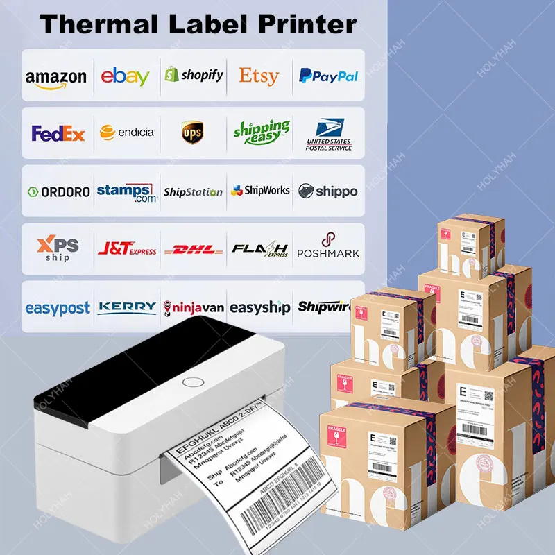 Shipping Label Printer Address Thermal Label Printer 4X6 Barcode Printer USB Bluetooth WIFI High Speed Label Maker