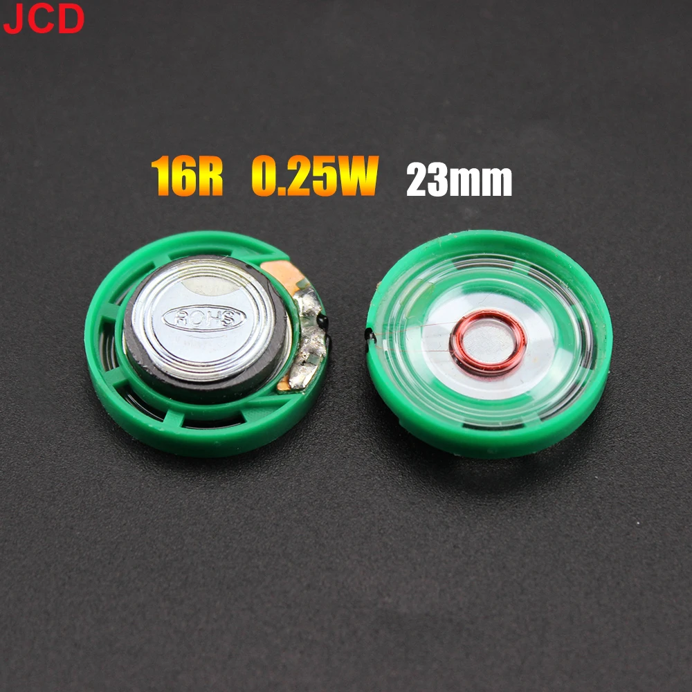 JCD 1pcs 16Ohms Ultra-thin Round Speaker 16R Loudspeaker 0.25W 0.5W Doorbell Horn Toy-car horn  21 23 27 29 36 40 mm Diameter