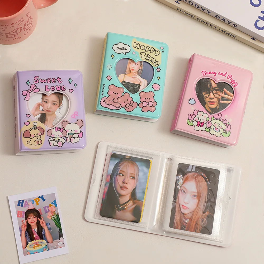 20sheets Original Heart Photocard Holder PVC Cartoon Album Love Hollow Out Album Card Storage Booklet Student Idol Cards Booklet