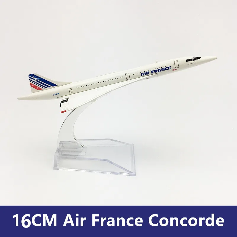 16/20cm Flugzeugmodell Concorde Air France/British/Singapore/American Druckguss-Legierung Flugzeugmodelle mit Ständer Kinderspielzeug Geschenk