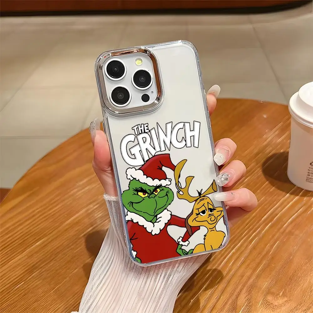 Filmklassiker G-Grinch Handyhülle für iPhone 17 Air 16 E 15 14 13 12 11 Plus Pro Max Galvanisierte Transparente Weiche Schutzhülle
