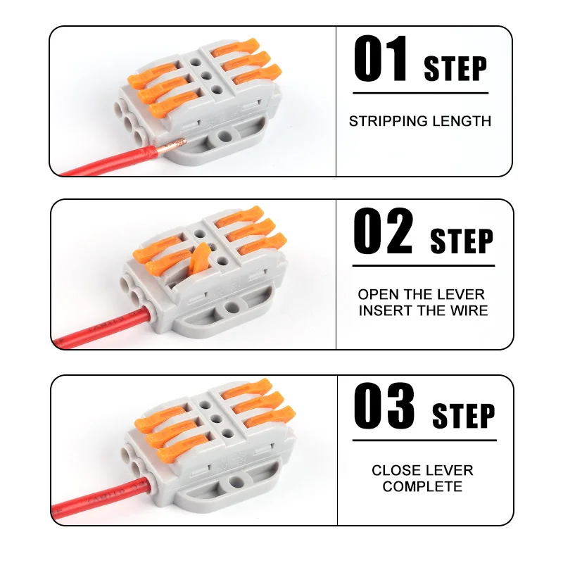 1PCS Quick Compact Wire Connectors 2/3/4/5/6/8/10/12 pin Conductor Push-in Butt Cable Wiring Terminal Block M3 Screw Fixing