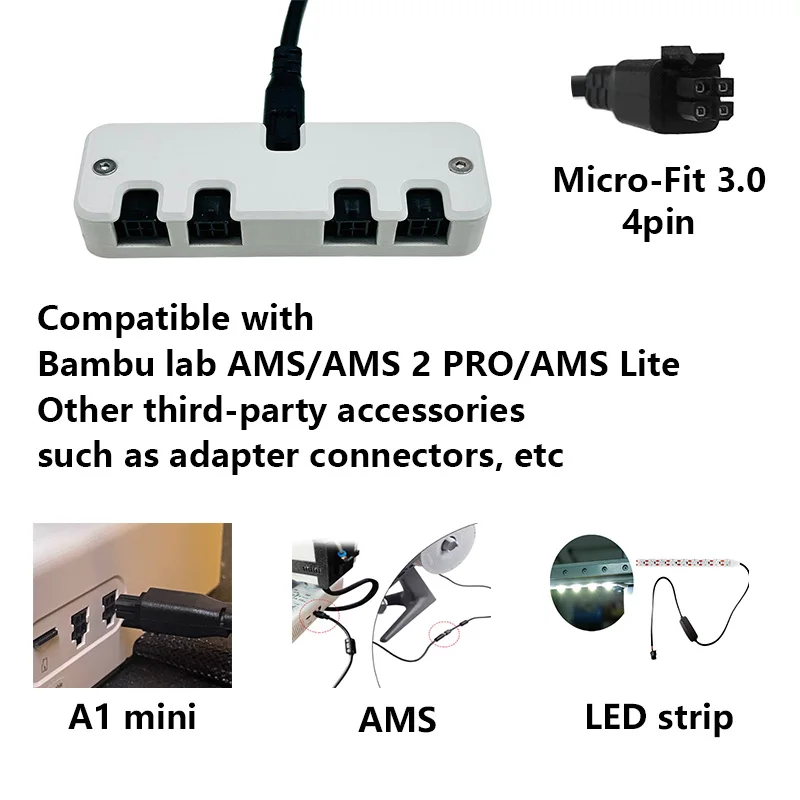 Für Bambu Lab 4-Port Erweiterungs-Hub mit Stromsignal-Schutz für Alle Bambu Lab 3D-Drucker Zubehörteile – Detail 2