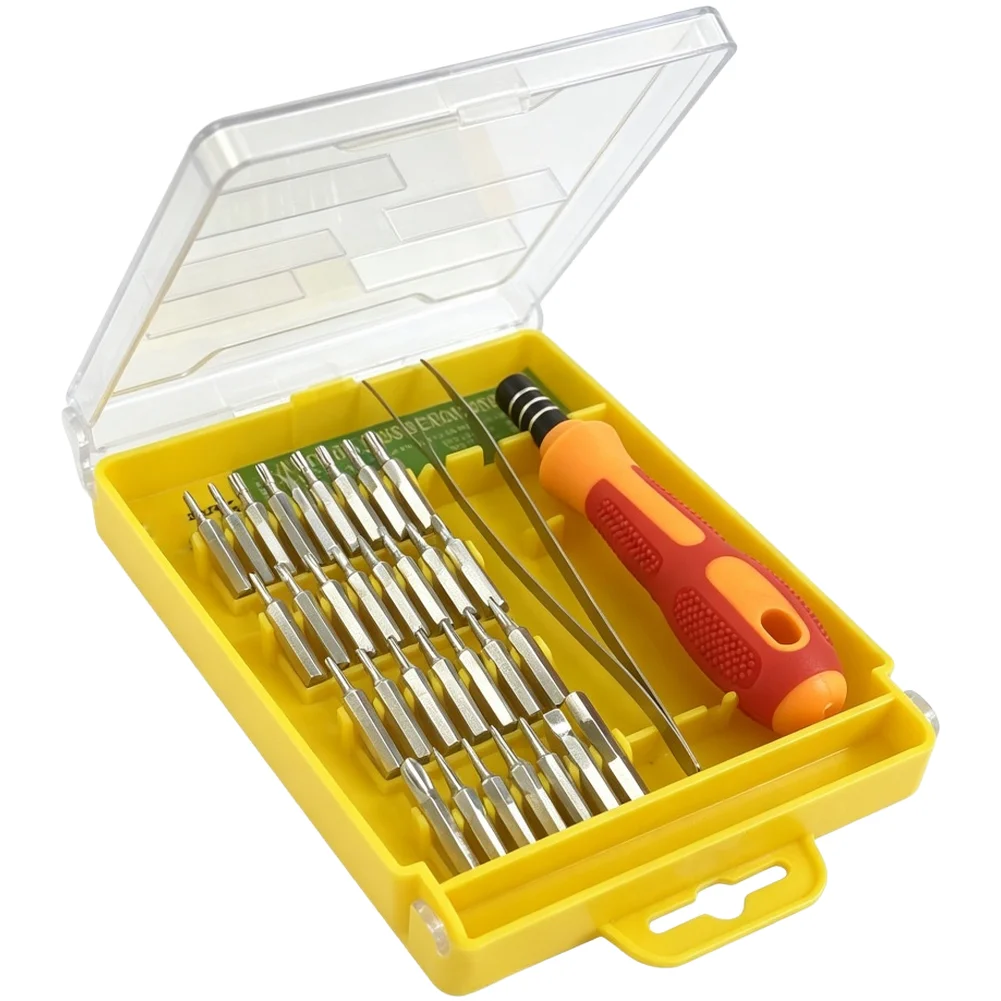 32 In 1 Precision Screwdriver Set Carbon Steel Magnetic Bits Yellow For Phone Computer Home Appliance Repair Tools Kit