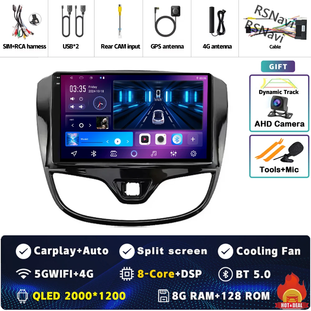 Android 15 Carplay Auto Qualcomm 2K QLED Scherm Autoradio Speler Voor Opel Karl Vinfast Fadil 2017-2020 GPS multimedia Wifi DSP