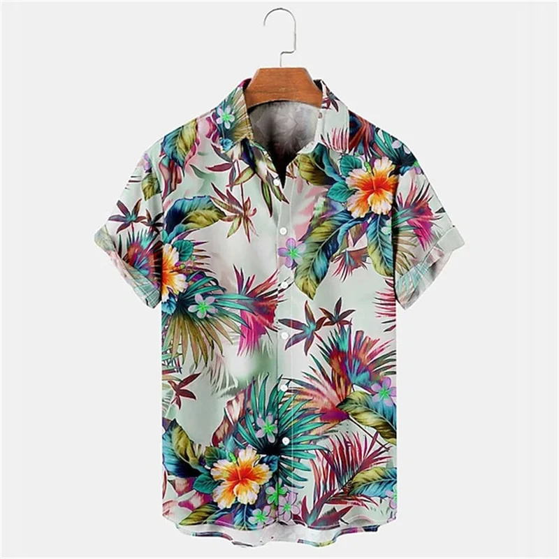 Summer 3D Print Floral Shirts Men Hawaiian Y2k Top Breathable Fashion Beach Vacation Men\'s Short Sleeved Blouse Casual Clothing