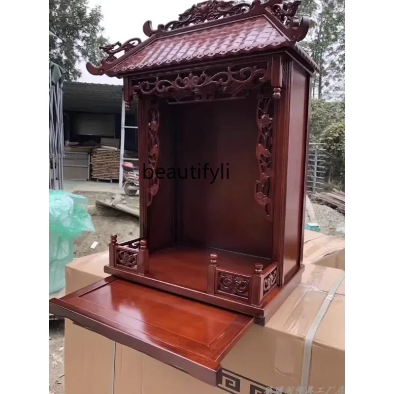 01 خشب متين بوذا ضريح سلف ترخيص منزل إله الثروة بوذا ضريح مذبح خزانة حائط الحائط #5