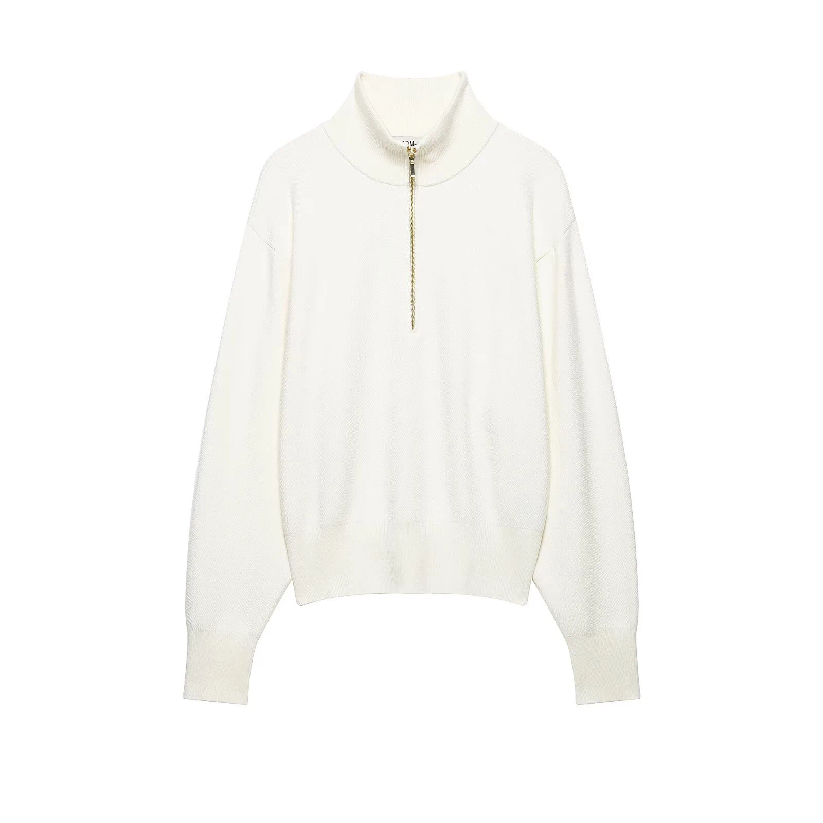European and American style autumn new women's clothing simple long sleeved stand up collar casual zipper knitted sweater