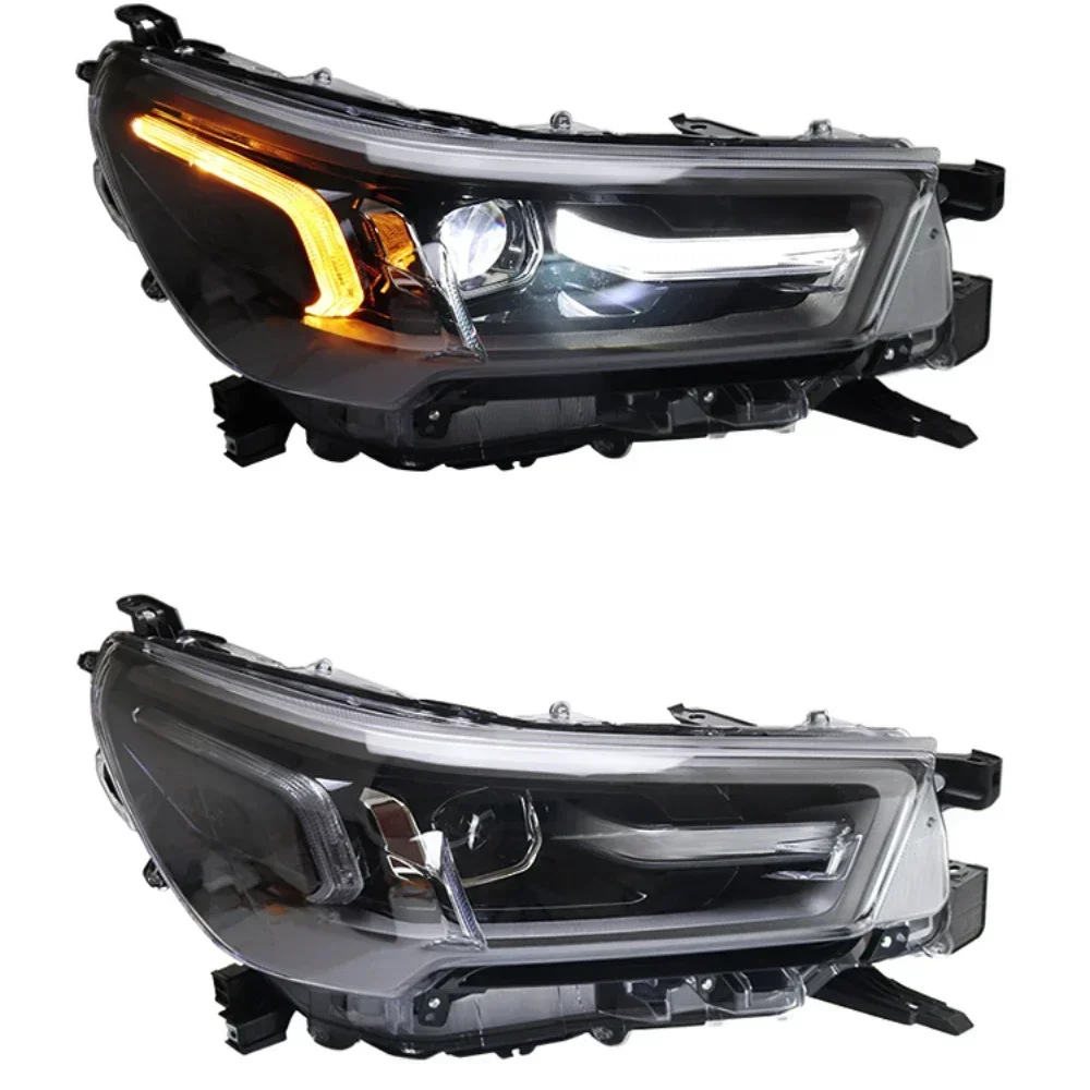 1 Pair Car Full LED Headlights For Toyota Hilux Revo 2021 2022 2023 2024 Head Lamp LED Bi-Lens Dynamic Turn Signal Accessories