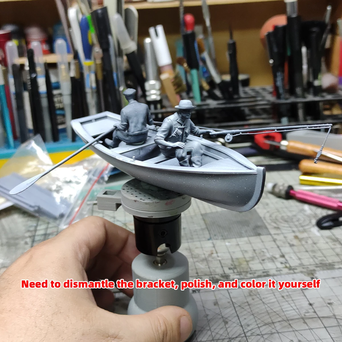 Maßstabsgetreue Miniatur-Modellbausätze Figuren Diorama Angler Commoner Fischer mit Boot Ruder Set 1/35 1/43 1/48 1/64 1/72 1/87 Ho Z – Detail 5