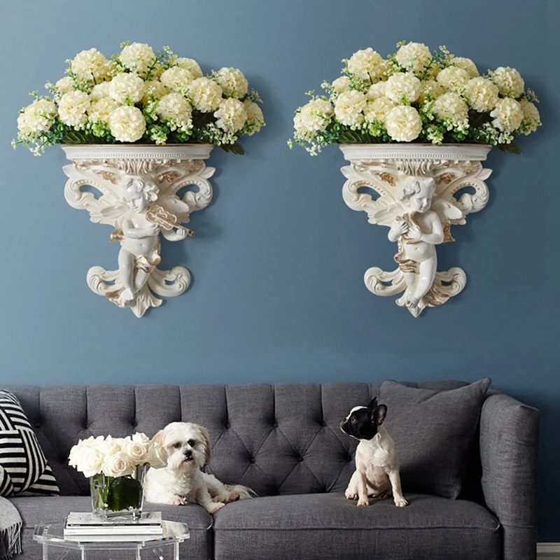 Garden Corbel Home Decoration Living Room Shelf Wall Hanging Flower Pot Stereoscopic Flower Pot Art Angel Shape Statue