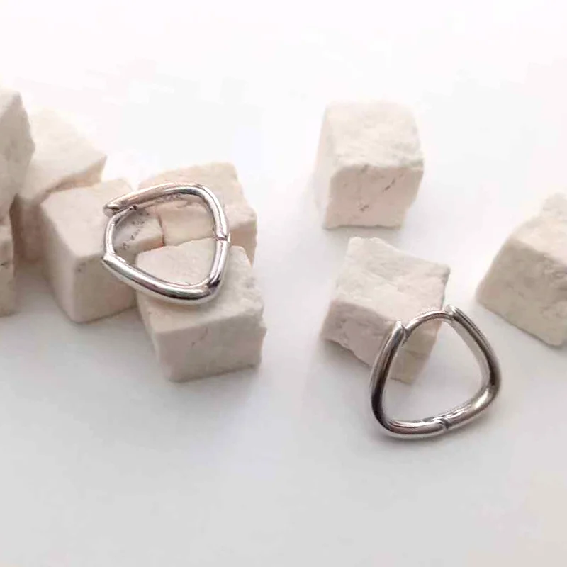 Stamp 925 Sterling Silver 2026 Fashion Smooth Triangle Hoop Earrings For Women Office Lady Fine Jewelry Gift
