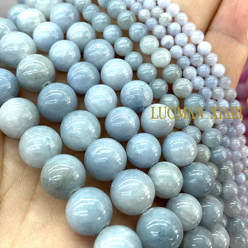 6 8 10 12MM Natural Persian Jades Dark Blue Angelite Color Stone Loose Spacer Beads for Jewelry Making DIY Bracelet Accessories