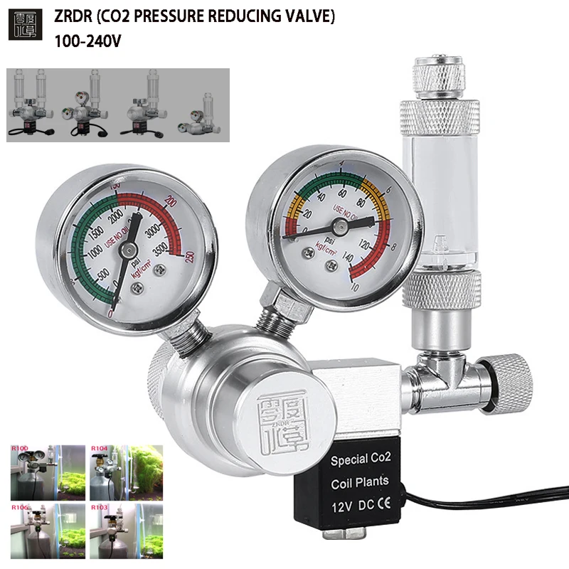 Aquarium CO2 regulator with solenoid valve bubble meter fine-tuning valve control reaction system CO2 pressure reducing valve