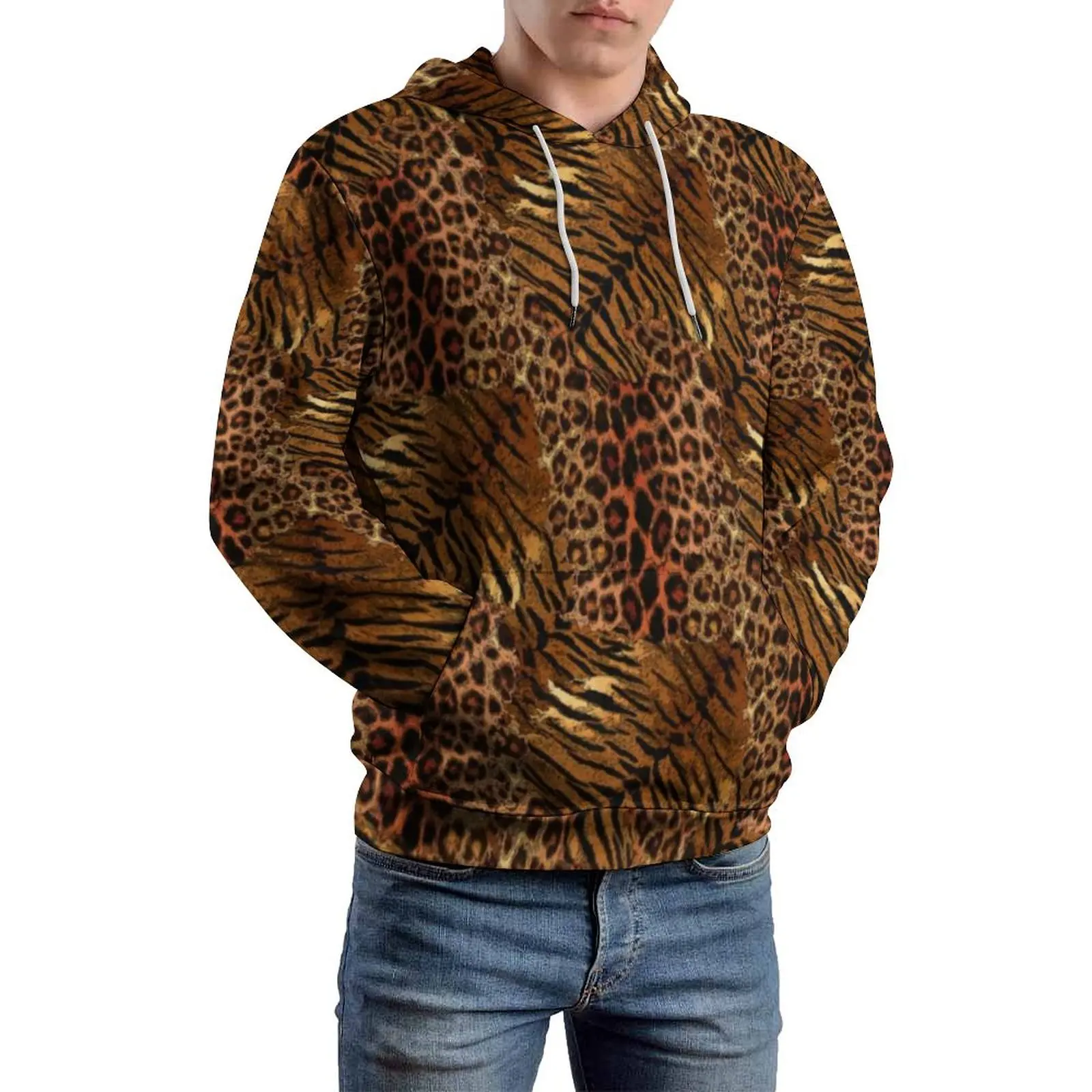 

Leopard Tiger Skin Loose Hoodies Trendy Spotted Striped Cat Streetwear Pullover Hoodie Men Long Sleeve Sweatshirts 5XL 6XL