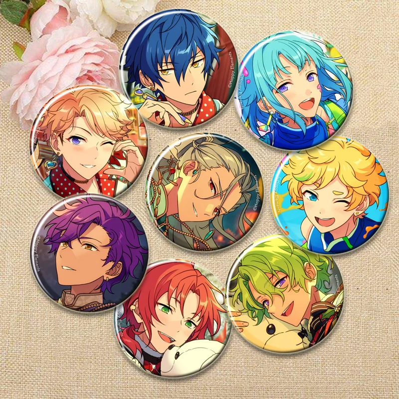 Cartoon Style Badge Anime Ensemble Stars Brooches on Backpack Clothes Handmade Round Enamel Pins for Jewelry Gifts Accessorys