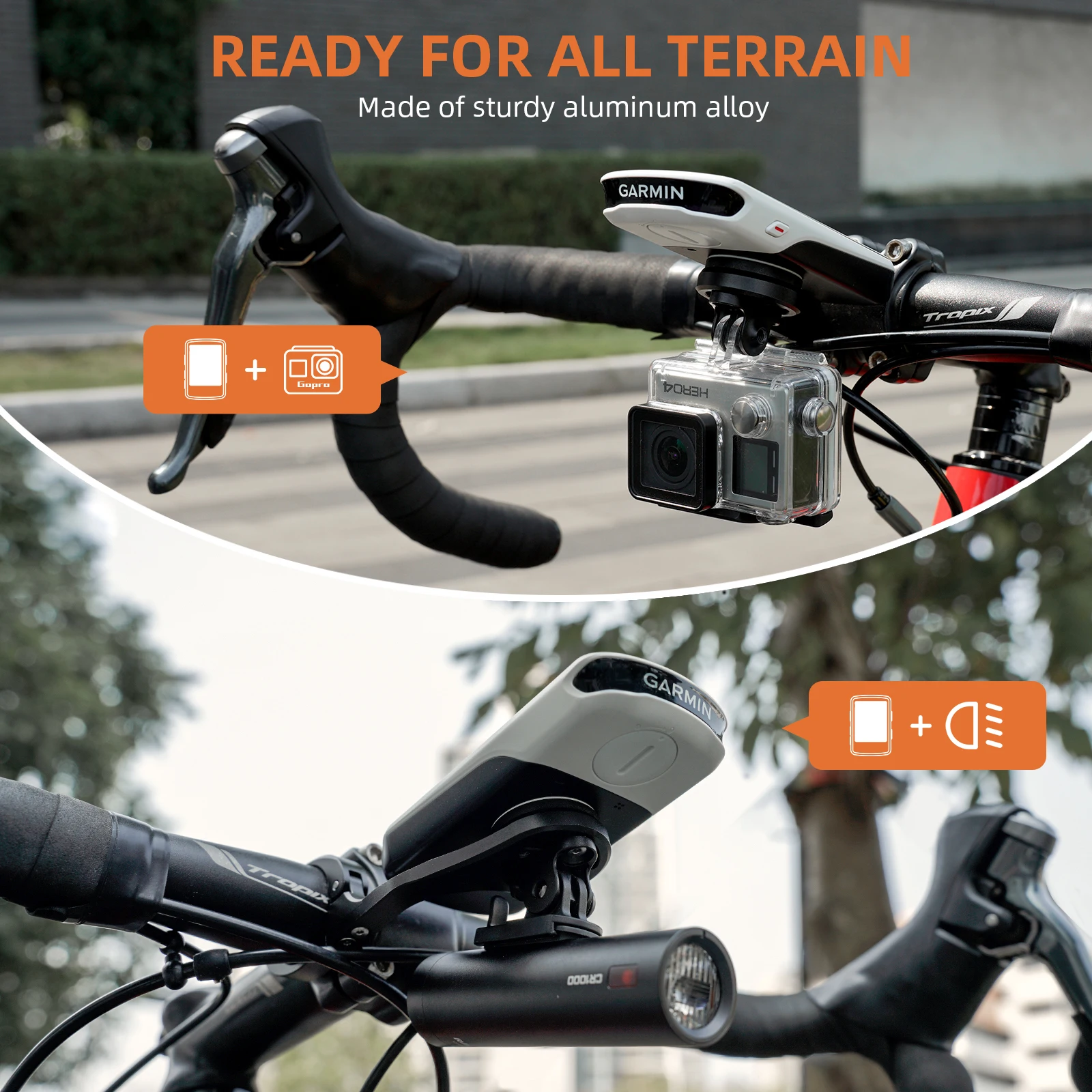 RAVEMEN AOM02 Out-Front Bike Mount Bicycle Bracket For Garmin/Wahoo/Bryton/FR500/FR1100 SE Aluminum alloy Strength Durability image 3