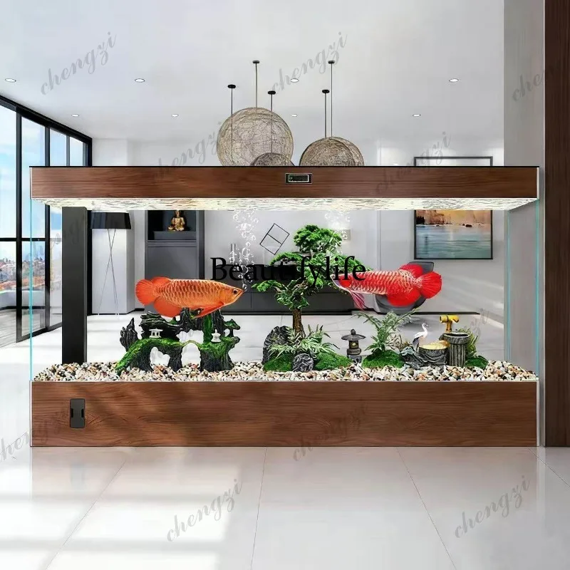 A139 ultra-white glass double filter goldfish tank, large screen in living room, entrance partition, no-change aquarium box