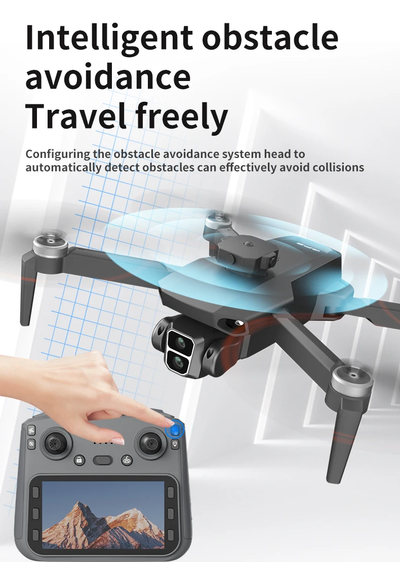 Drone Profesional GPS Layar LCD Besar Motor Brushless 5G WIFI 3KM EIS Hindar Rintangan FPV Quadcopter Brushless Mainan