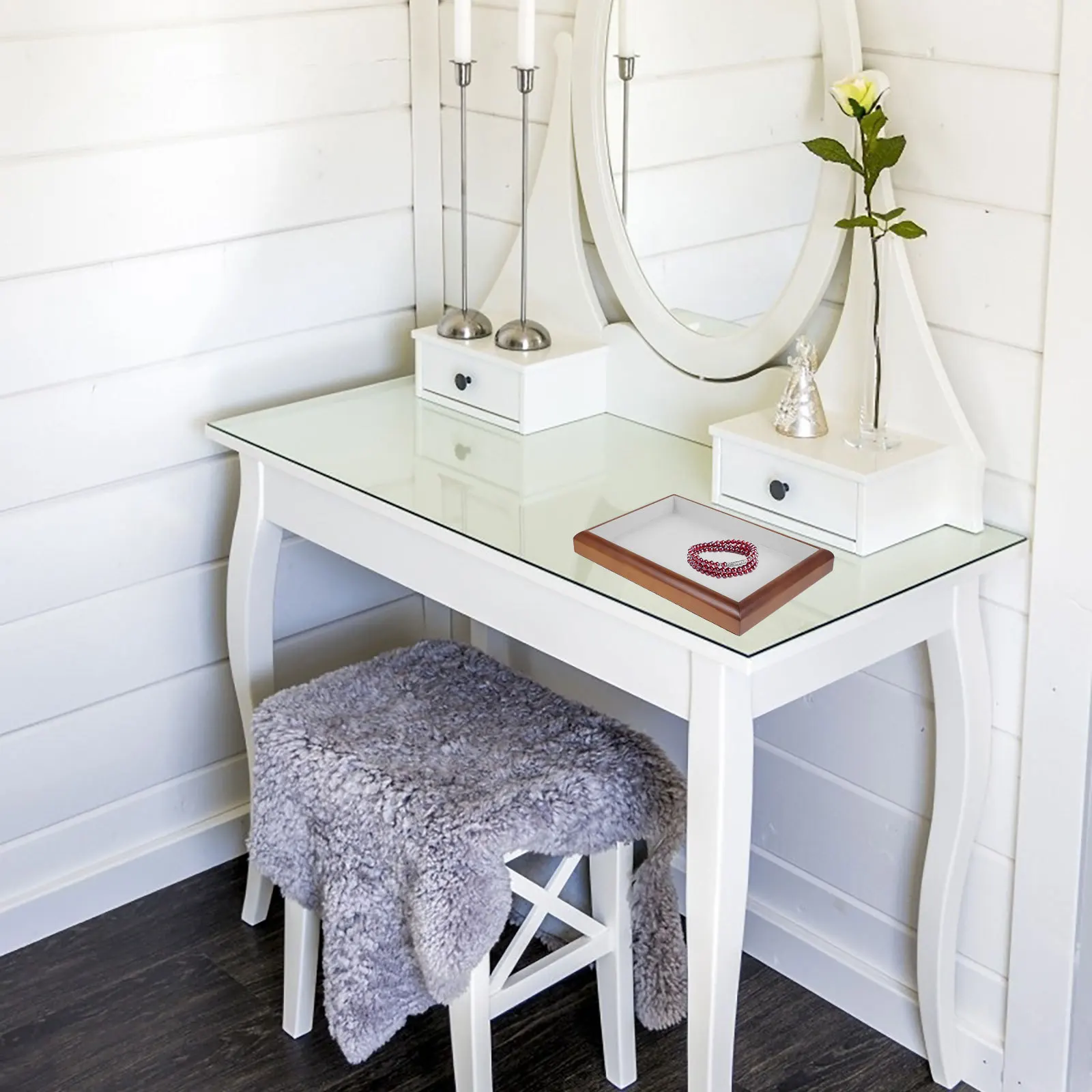 

Wooden Walnut Jewelry Display Tray Stackable Organizer Storage Container for Rings Earrings Necklaces Jewelry Holder Organizer