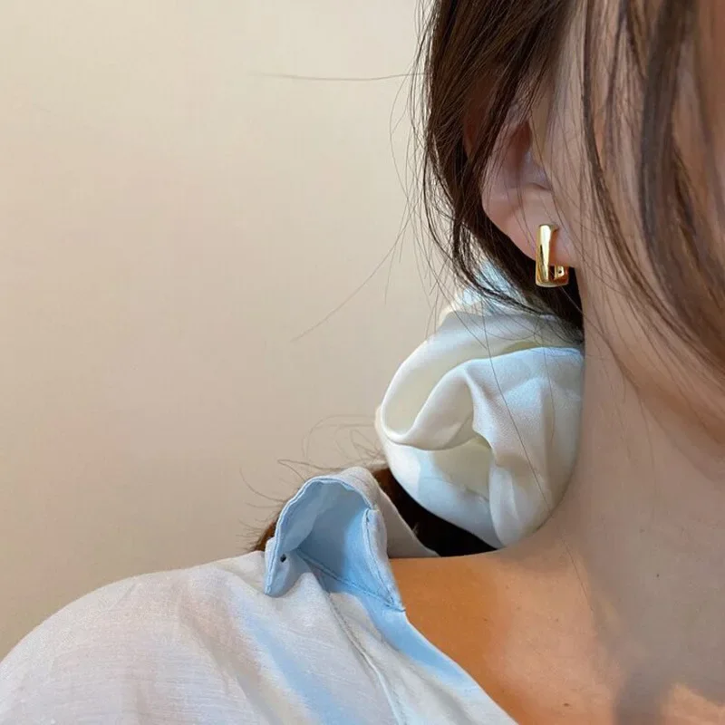 Irregular Glossy Gold-plated Geometric Square Design in South Korea, with A Sense of Niche Earrings and Earrings for Women