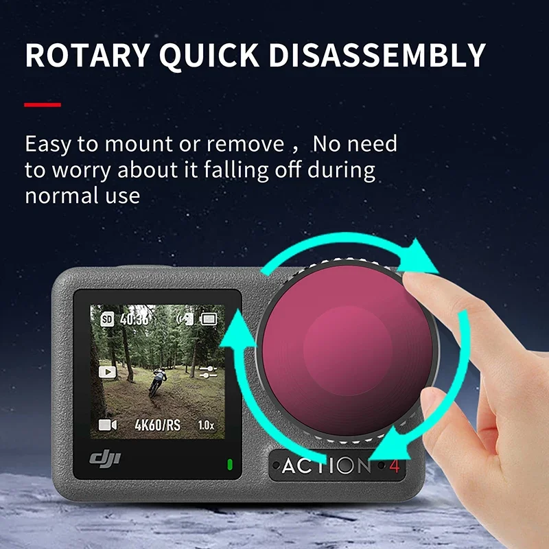 Lens Filters ND8/16/32/CPL Optical Glass Oil Resistant Filter Set For DJI Action 4 Action Camera Pro Filter Combo Accessories