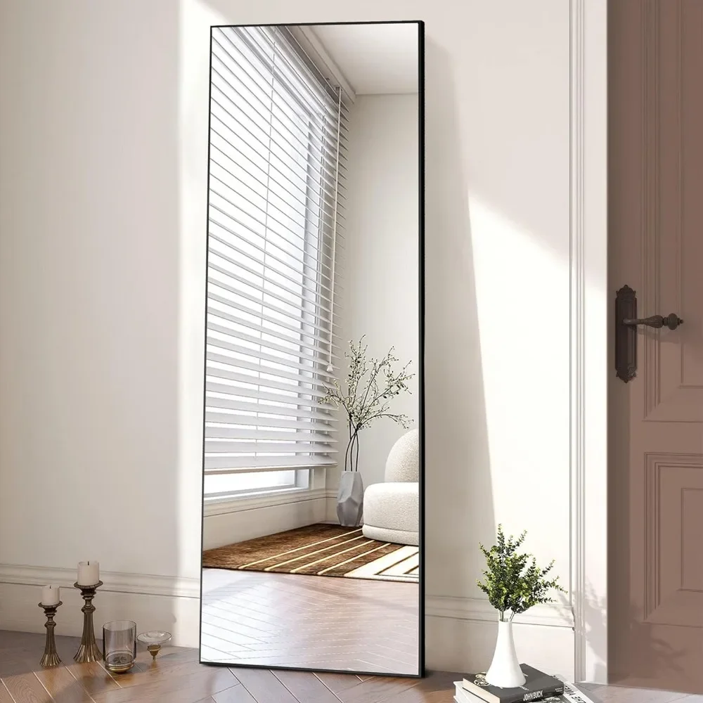 

Full Length Mirror 64"x21" for Bedroom, Full Body Mirror with Stand, Hanging or Leaning for Wall,Aluminum Alloy Thin Frame Floor