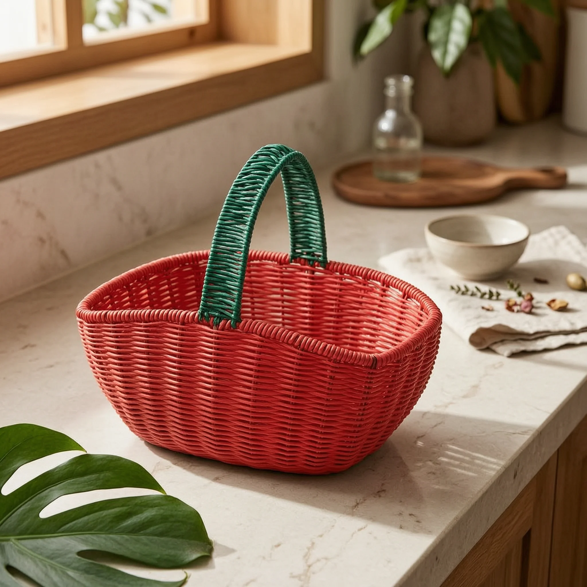 

Apple-Shaped Basket Washable Handwoven Apple Basket Tabletop Storage Easy to Clean Breathable