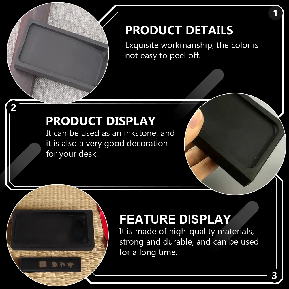 

Inkstone Strip Set Calligraphy Painting Tool Practical Drawing Inkslab Traditional Accessory Creative Plate