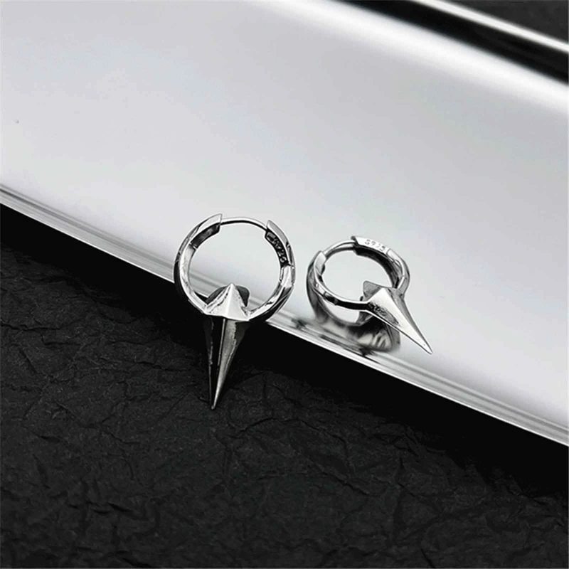 Punk Rivet Hoop Earrings For Women Metal Huggie Earrings Ear Cuff Piercing