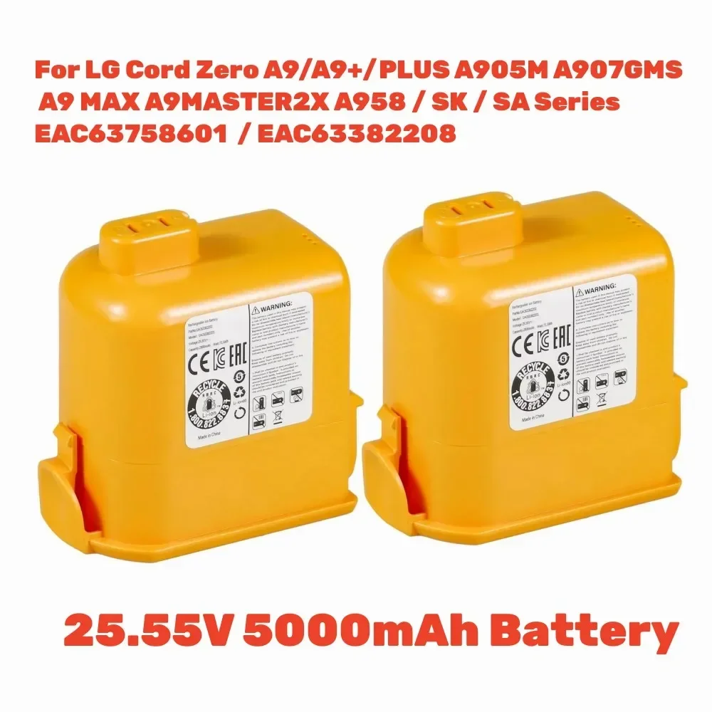 5000mAh Battery for LG Cord Zero A9 Series (A9,A9+,PLUS,A905M, A907GMS,A9 MAX,A9MASTER2X, A958/SK/SA) EAC63758601 EAC63382208