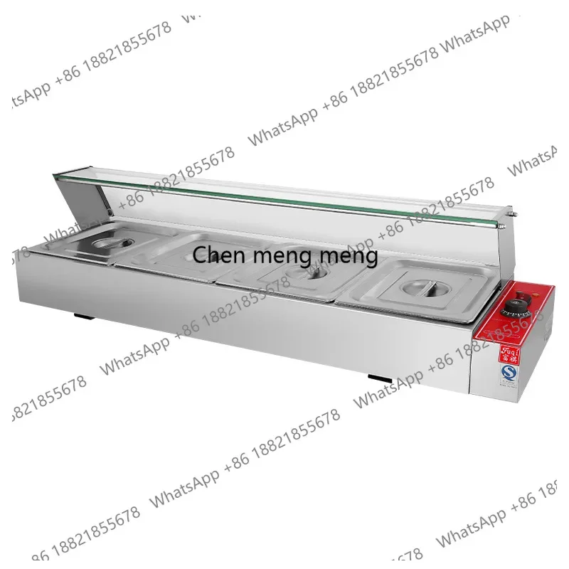 Commercial Desktop Electric Heating Insulated Food Display Counter Fast Food Dish with Glass Cover Electric Heating Soup Pool