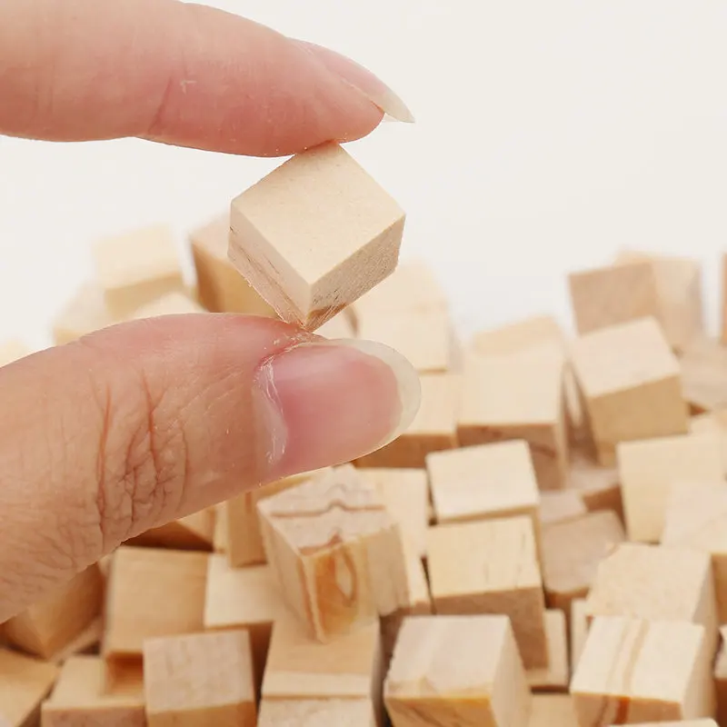 정사각형 작은 나무 블록 모델, 단단한 나무 DIY 수제 나무 블록 조립, 어린이 아기 퍼즐 장난감 장식 수공예 예술