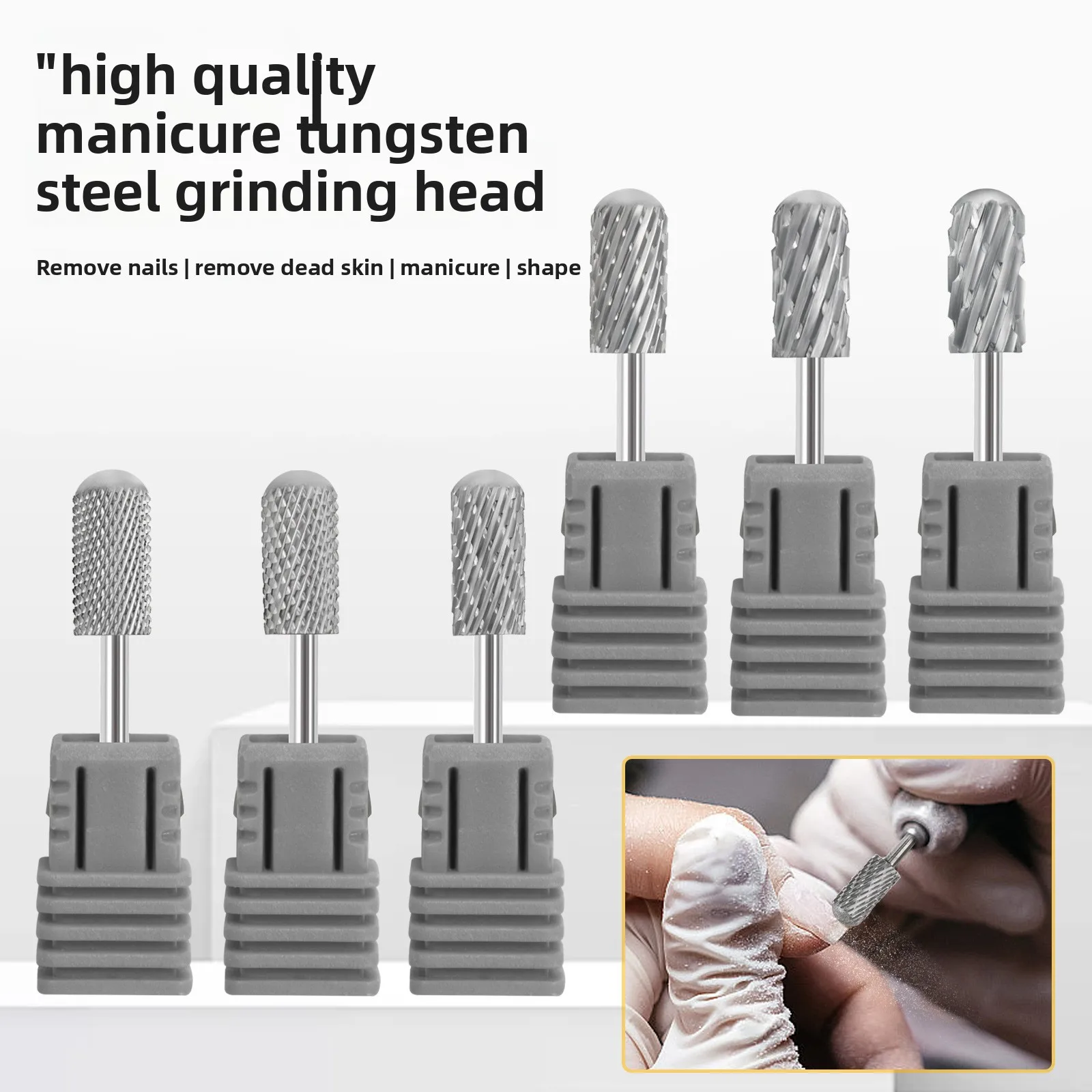 Tungsten Steel Nail Art Grinding Head Metal Quick Release Drill Bit Heat Resistant for Crystal & Phototherapy Gel Nail Removal
