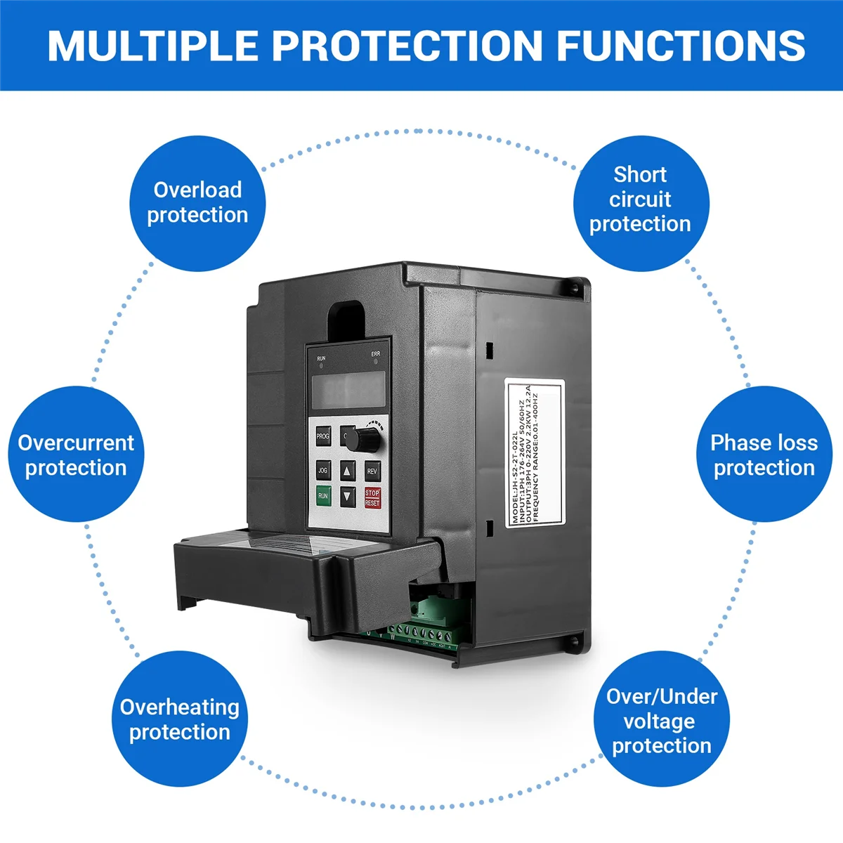 A06K 2.2KW 220V محرك التردد المتغير العاكس واحد إلى 3 المرحلة CNC VFD Universal