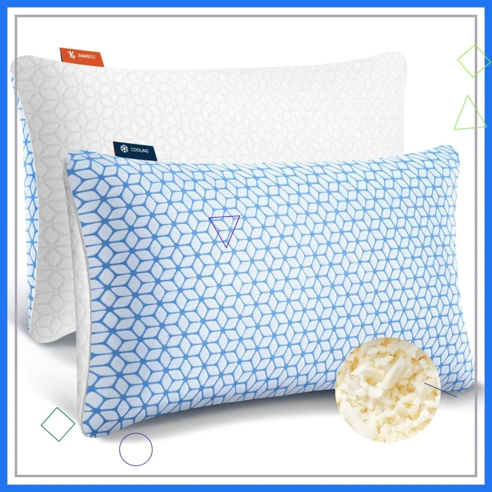 

King Size Memory Foam Pillows Set of 2, Adjustable Firmness for Side Back Stomach Sleepers, Cooling Comfort