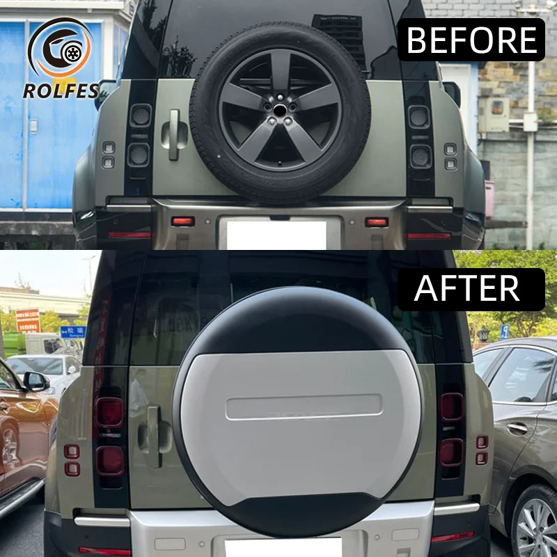 

ROLFES Tire Cover Protector Rear Trunk Spare Tire TyRe Shell Wheel Cover For Land Rover Defender 90 110 130 2020-2023