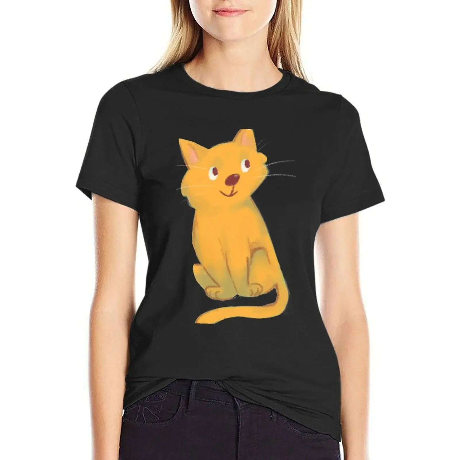 

Orange Cat T-Shirt Short sleeve tee quick-drying summer top tops Women