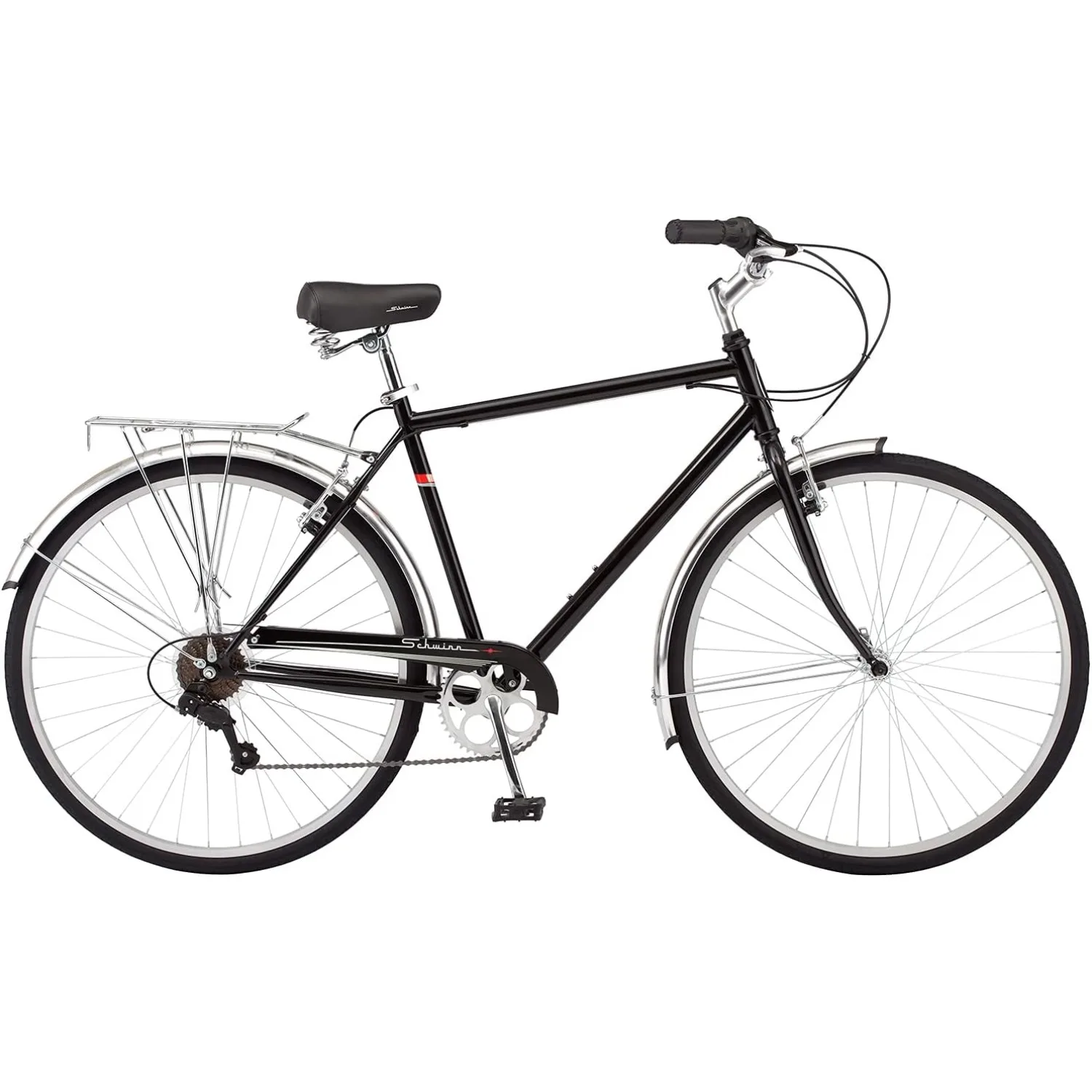 Wayfarer Adult Hybrid Bike, Step-Over or Step-Through Frame Options, 7-Speed Drivetrain, Rear Rack, 700C Wheels