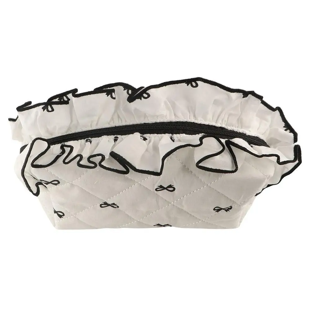 Piórnik z nadrukiem kokardek, duża pojemność, falbanka, styl INS, torba na artykuły piśmiennicze, torba na zamek błyskawiczny, rombowa kosmetyczka na szminki, dla dzieci.