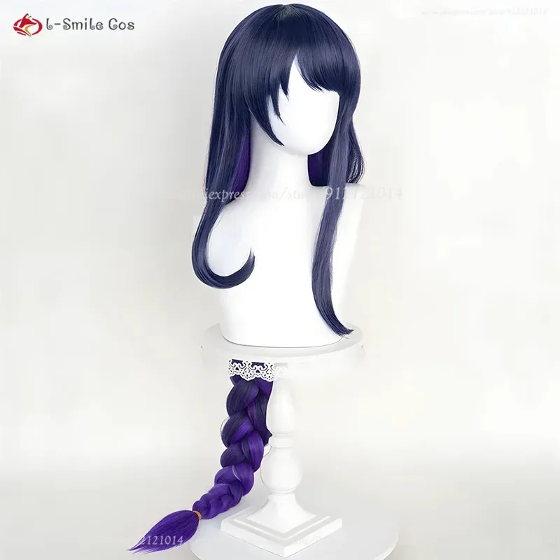 

az15Game Raiden Shogun Косплей Beelzebul Фиолетовый Длинный Толстый Витая Коса Термостойкие Синтетические Волосы Парики Для Вечеринки Baal + Парик