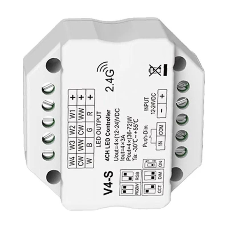 a26i-v4-s-4-channel-rgb-rgbw-led-controller-24g-rf-remote-dimmer-4-in-1-control-functionality