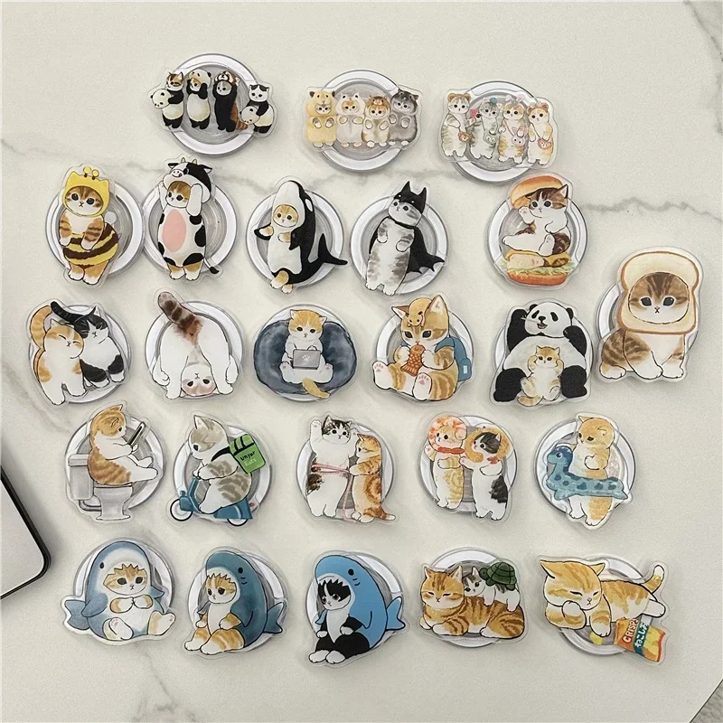 Cartoon Cute Cat Kitten for Magsafe Magnetic Phone Griptok Grip Tok Stand for IPhone 17 16  15 Foldable Wireless Charge Holder