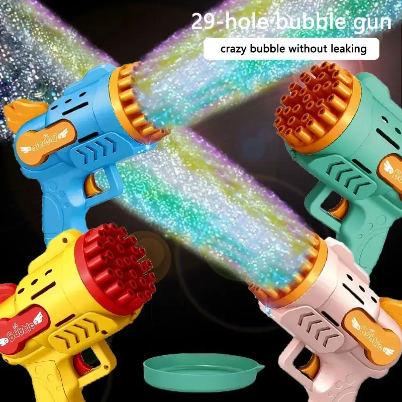 Light-Up Bubble Gun - 29-Hole Gatling Blaster for Boys & Girls 6-14 Years Old (Battery & Bubble Liquid Not Included)